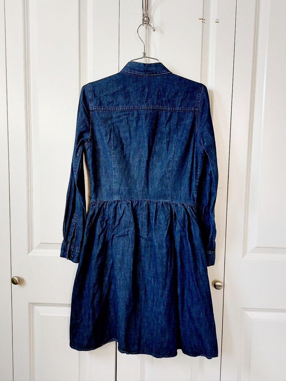 90s Western Denim Dress Gap 4 Cottagecore Granny Teacher Prairie - Picture 2 of 5